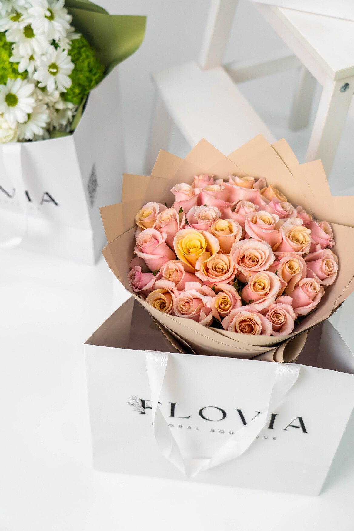 Peach Pinky Roses | Flower Shop Dubai.