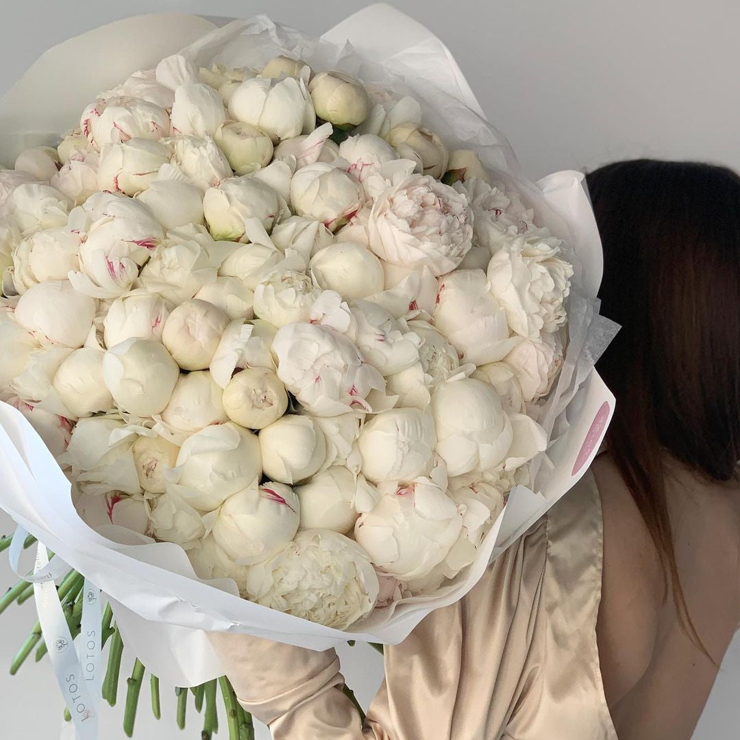 Elegant white peony bouquet anytime