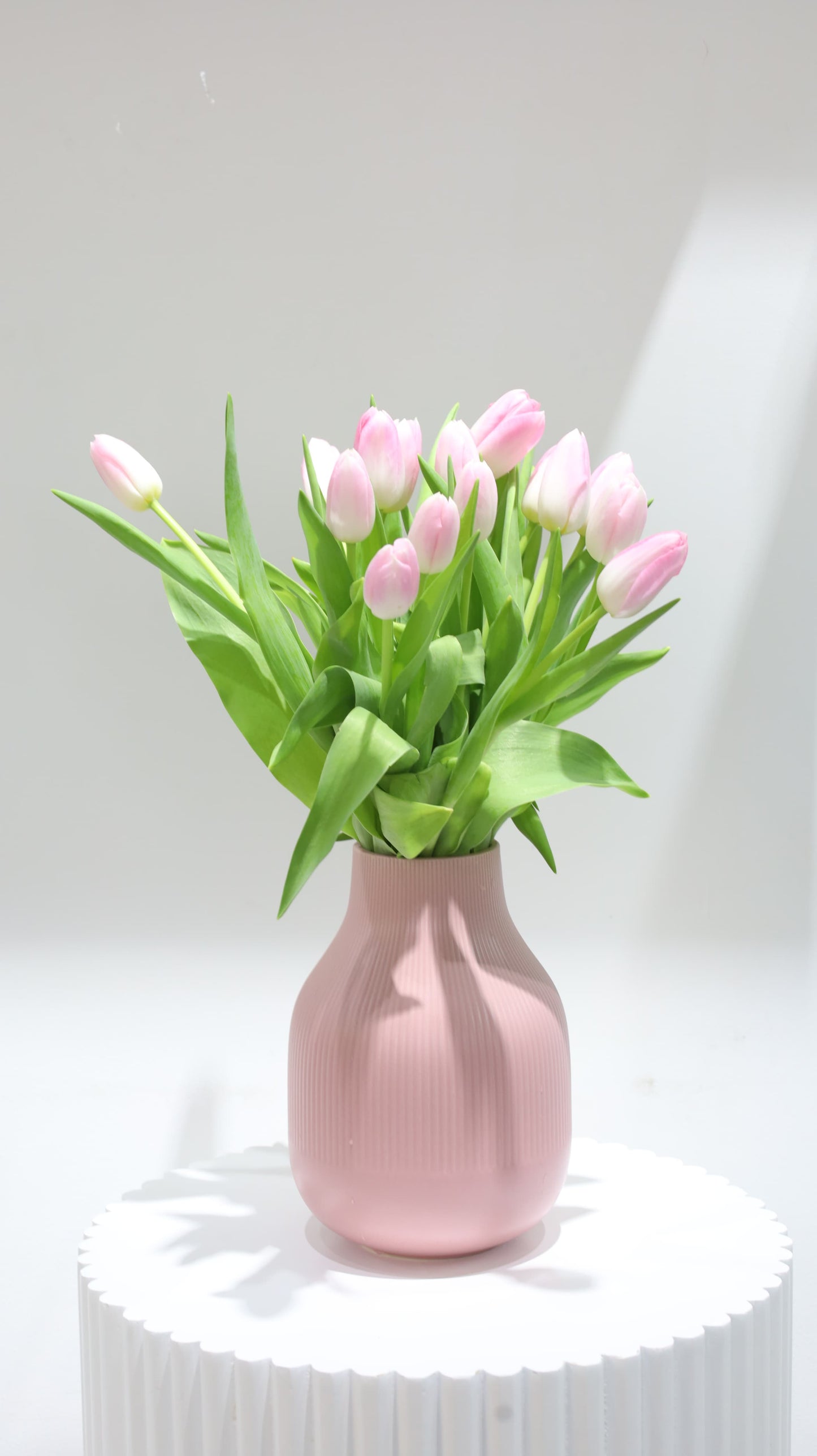 Pastel Pink Tulip Elegance Vase