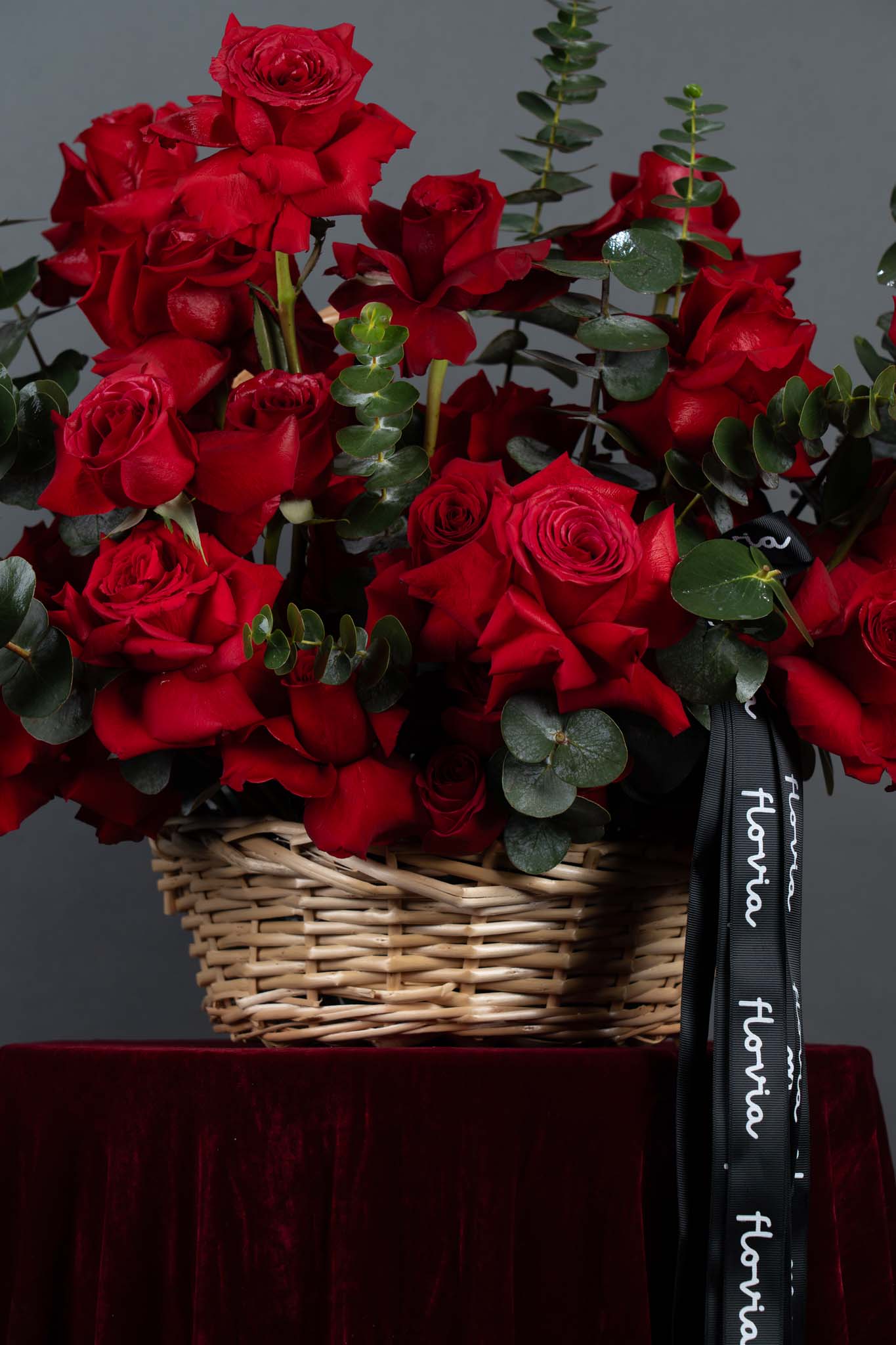 Velvet Romance Rose Basket