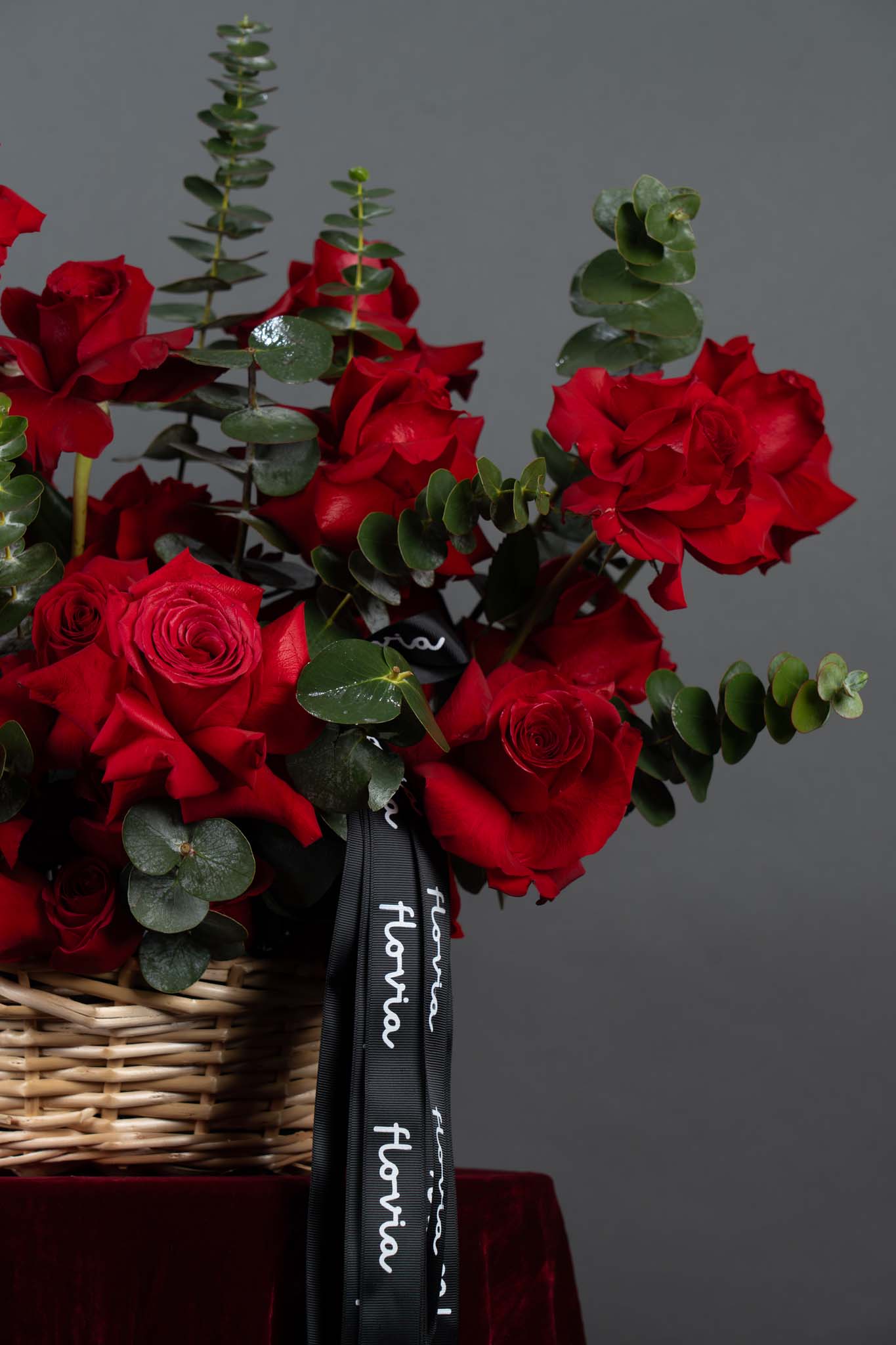 Velvet Romance Rose Basket