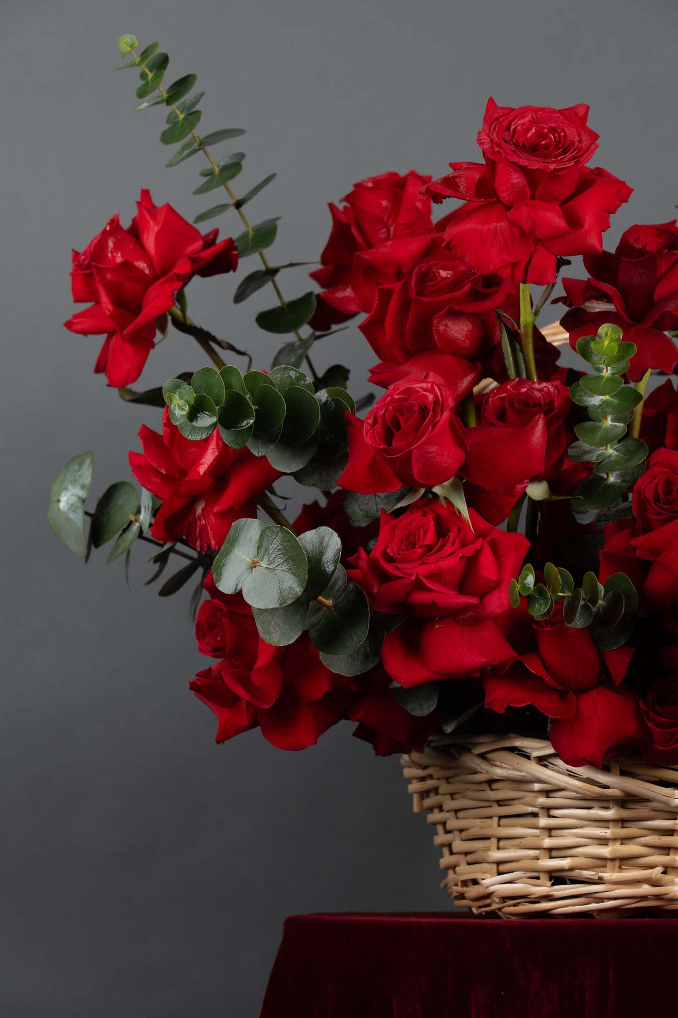 Velvet Romance Rose Basket