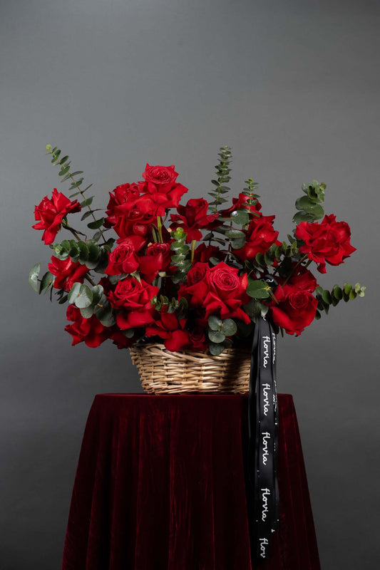 Velvet Romance Rose Basket