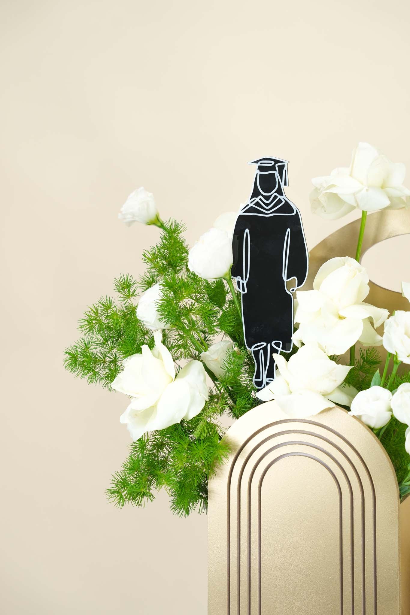 Golden Graduation Floral Cake Stand