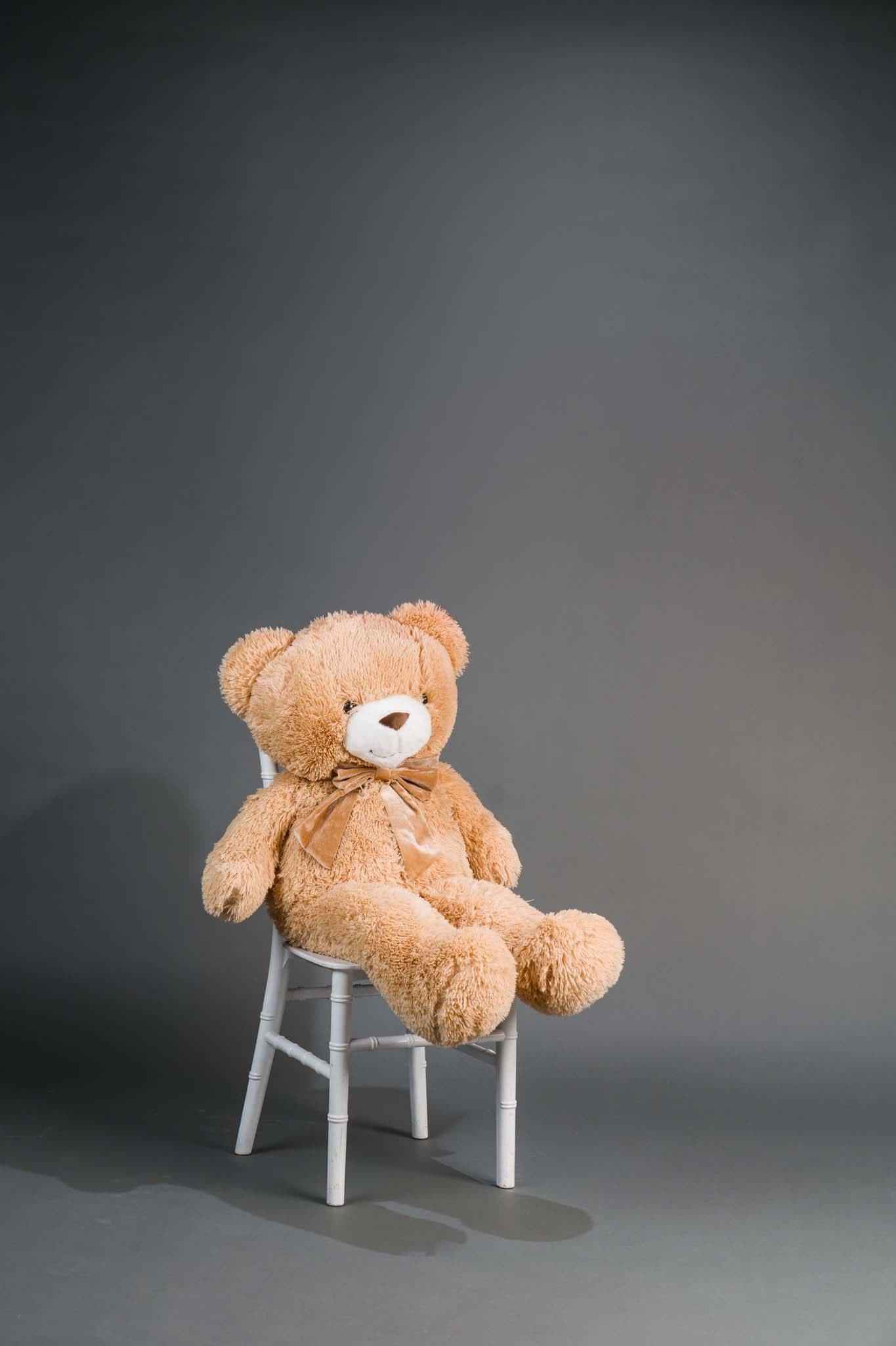 Cute Brown Teddy Bear with Satin Ribbon