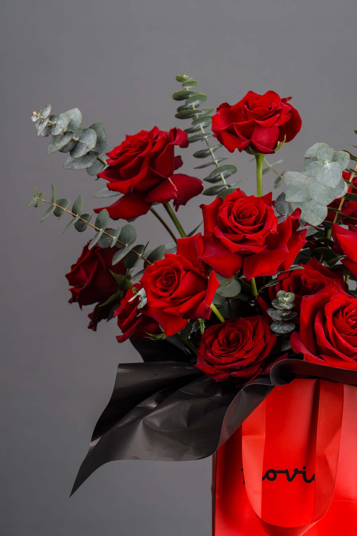 Luxury Scarlet Rose Bag Arrangement