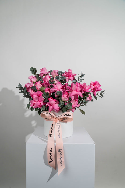 Roses in Round Box | Flower Shop Dubai.