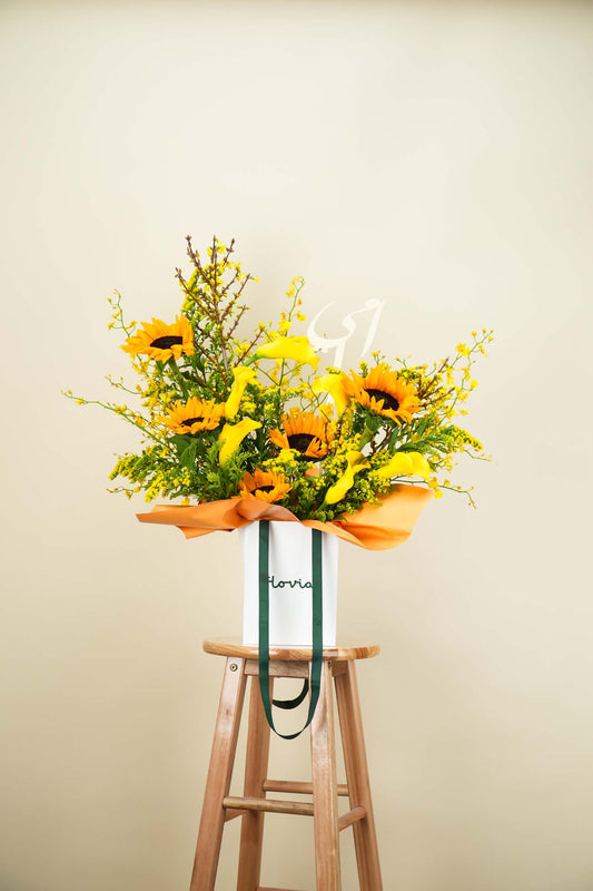 Golden Sunburst Luxury Flower Box