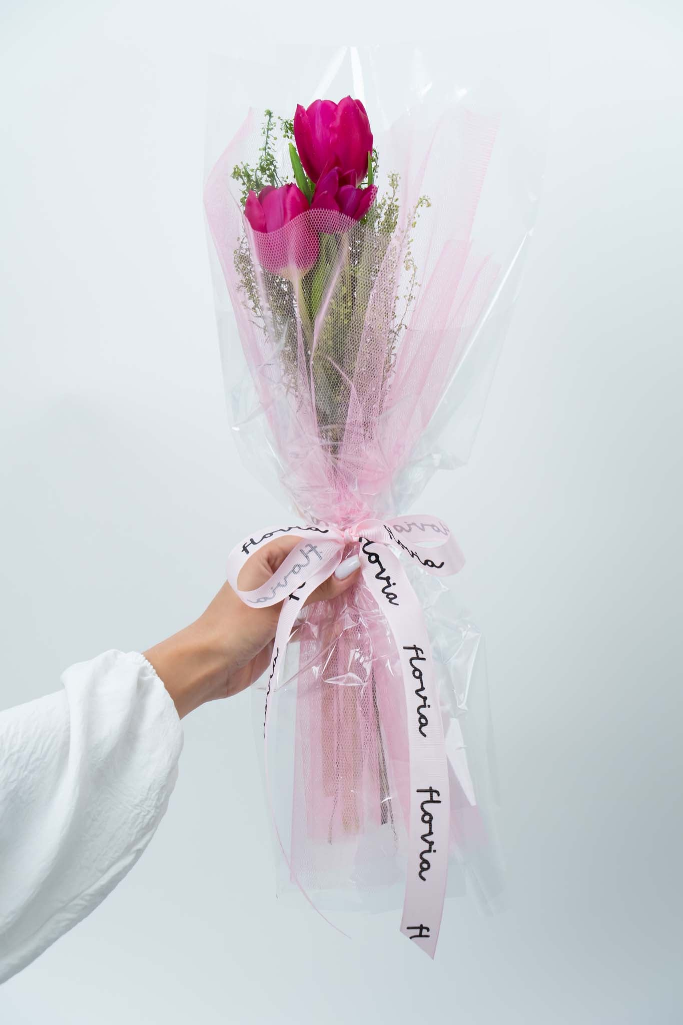 Pink Tulip Elegance Hand Bouquet