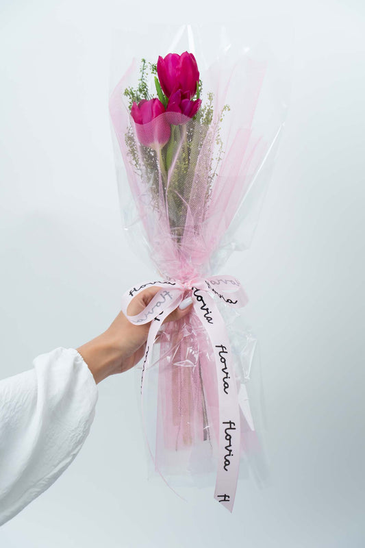 Pink Tulip Elegance Hand Bouquet