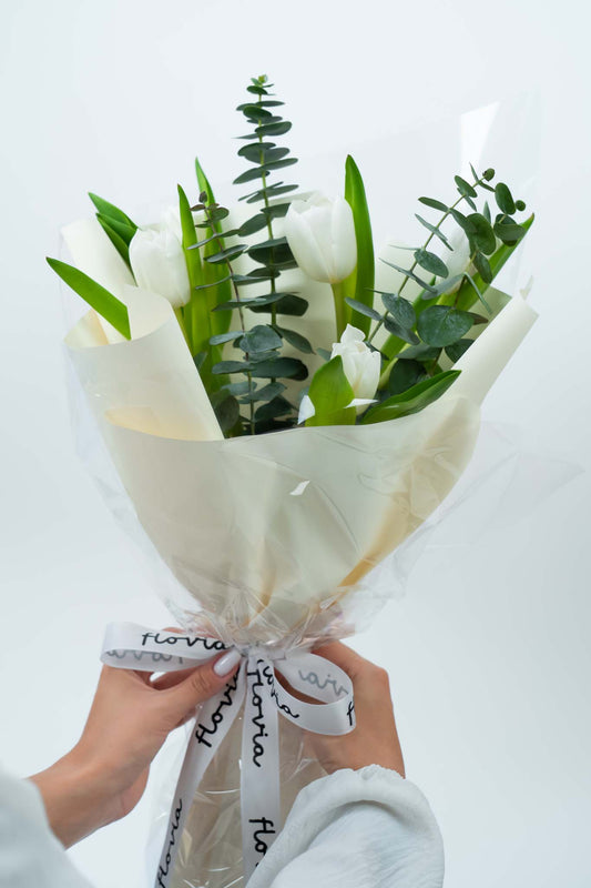 Pure White Tulip Elegance Bouquet