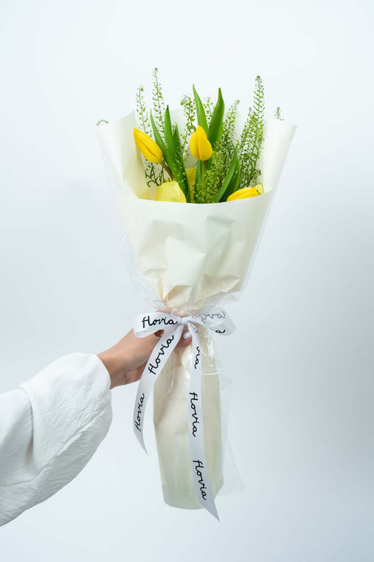 Sunny Yellow Tulip Hand Bouquet