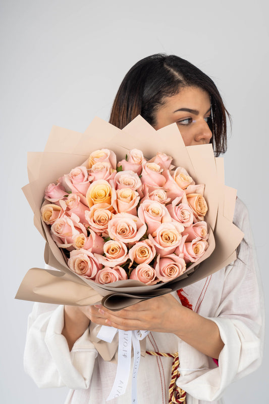 Peach Pinky Roses | Flower Shop Dubai.