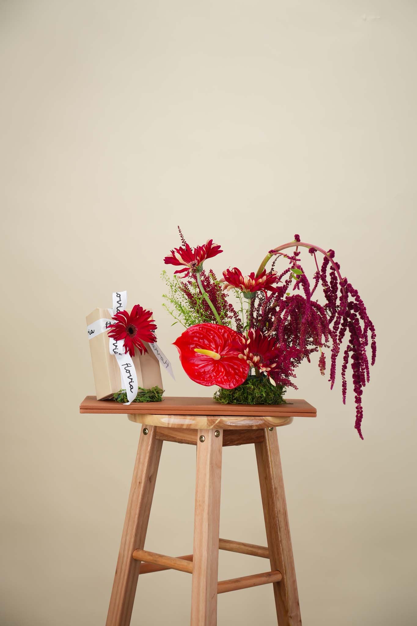 Crimson Elegance Tray Arrangement