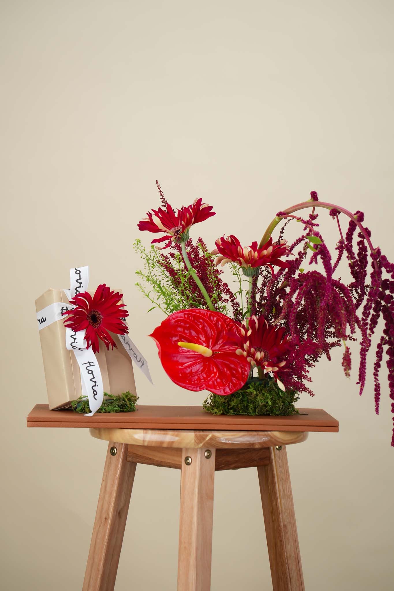 Crimson Elegance Tray Arrangement